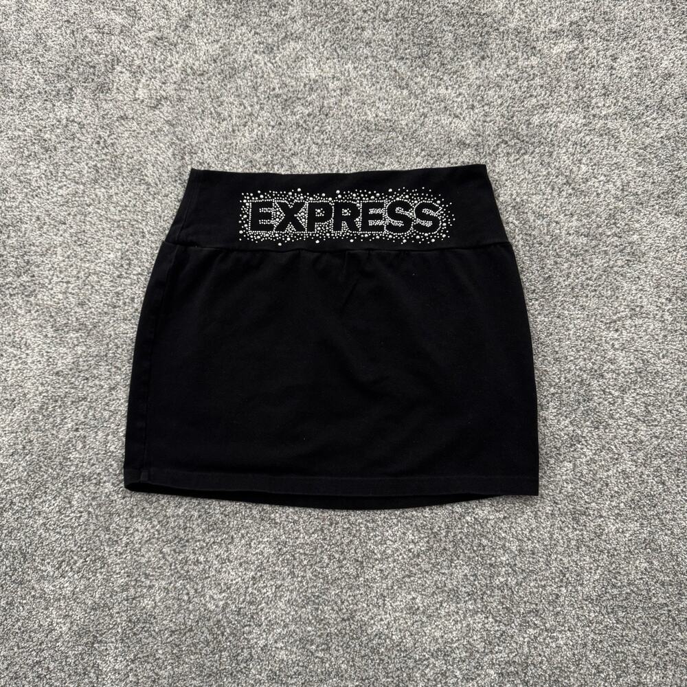 Express Mini Skirt Small Rhinestones Embellished Skater Streetwear Y2K Inspired